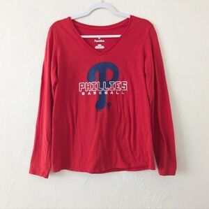 Fanatics Women's Philadelphia Phillies Stellar Long Sleeve V Neck T-Shirt Medium